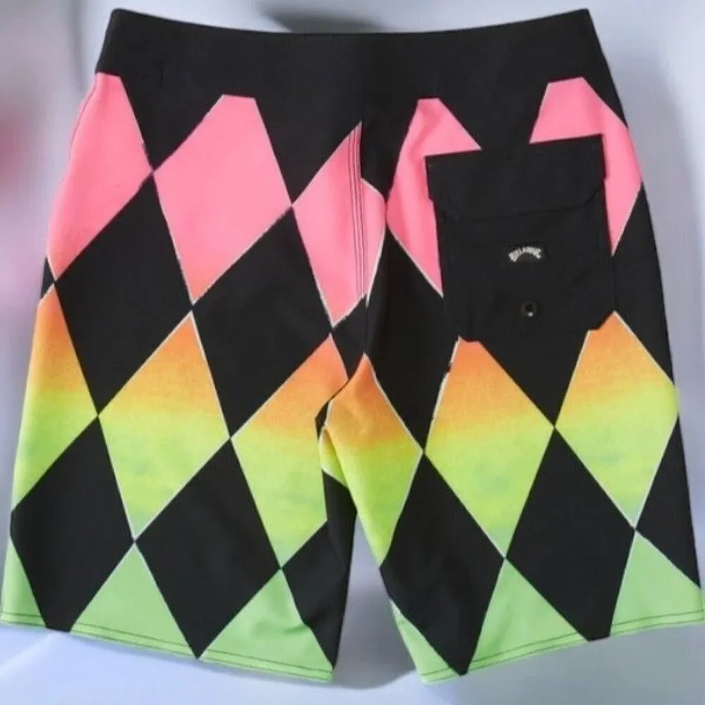 Billabong Neon Gradient Diamond Print Board Shorts NEW Boys 26 12/14